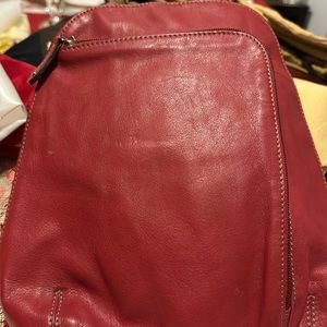 Gently used Tignanello red leather backpack purse